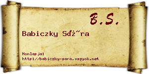 Babiczky Sára névjegykártya